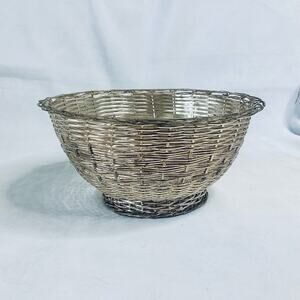 Vintage FTD Silver Woven Wire Basket